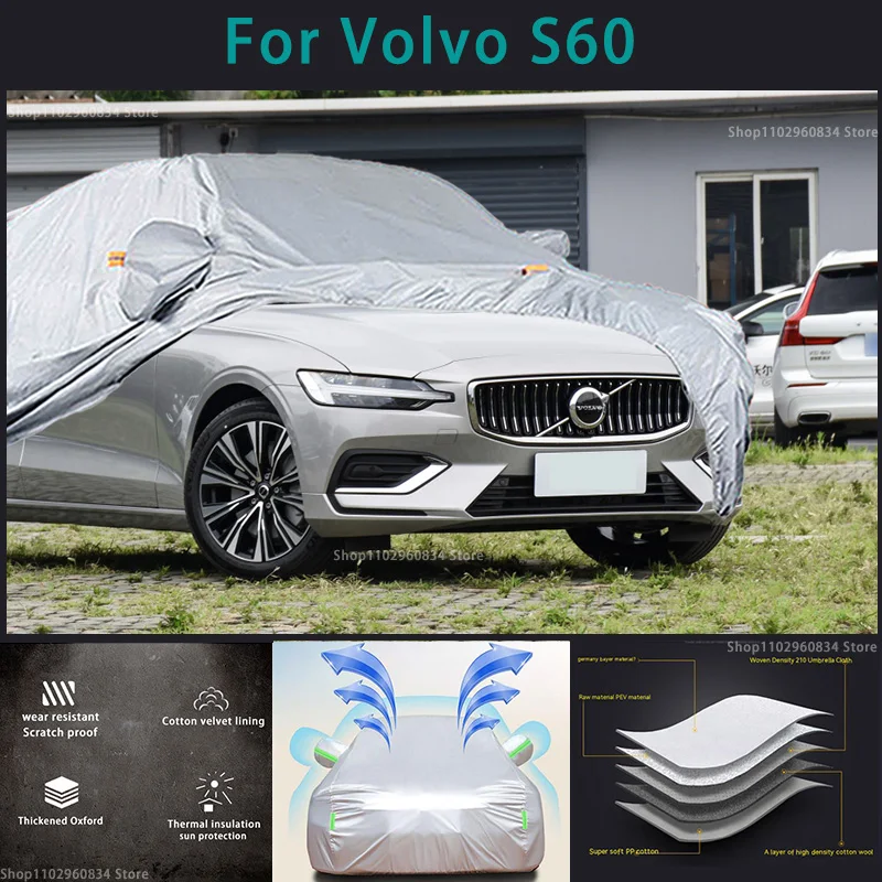 For Volvo S60 Waterproof Full Car Covers Outdoor Sun uv protection Dust Rain Snow Protective Auto Protective cover