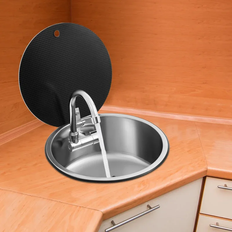 Stainless Steel Rv Kitchen Sink with Folding Faucet Round 34*15cm