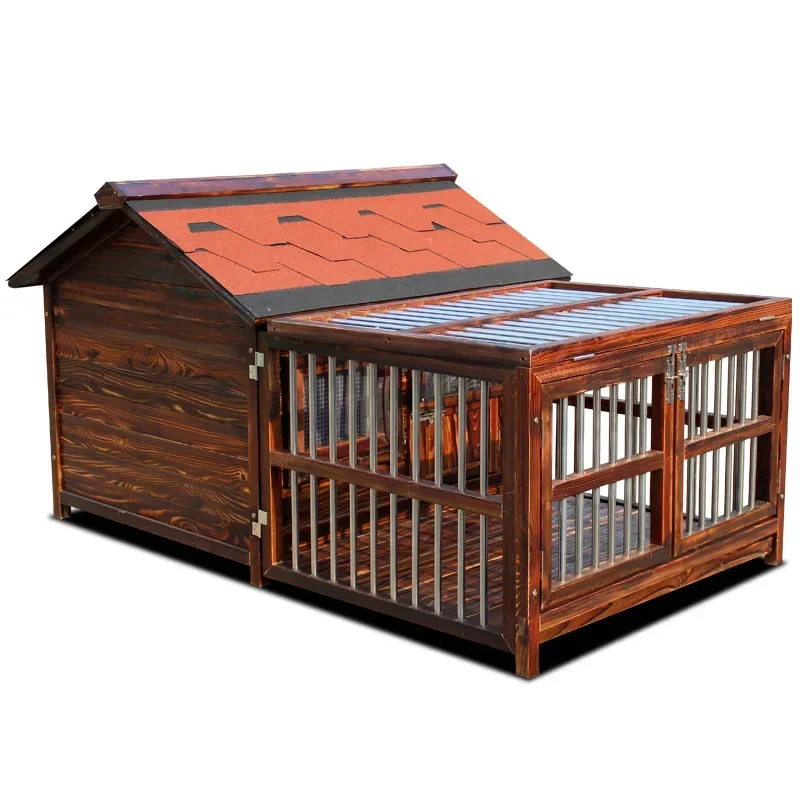 Wholesale Custom Logo Removable And Washable Solid Wood Kennel Outdoor Villa With Fence dog kennels large outdoor