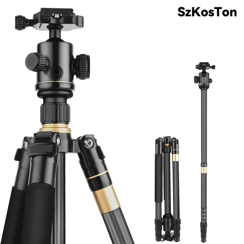 

64 Inch Camera Tripod Lightweight Travel Carbon Fibre Cell Phone Video Tripod for DSLR SLR DV GoPro Canon Nikon Sony 1/4 Screw