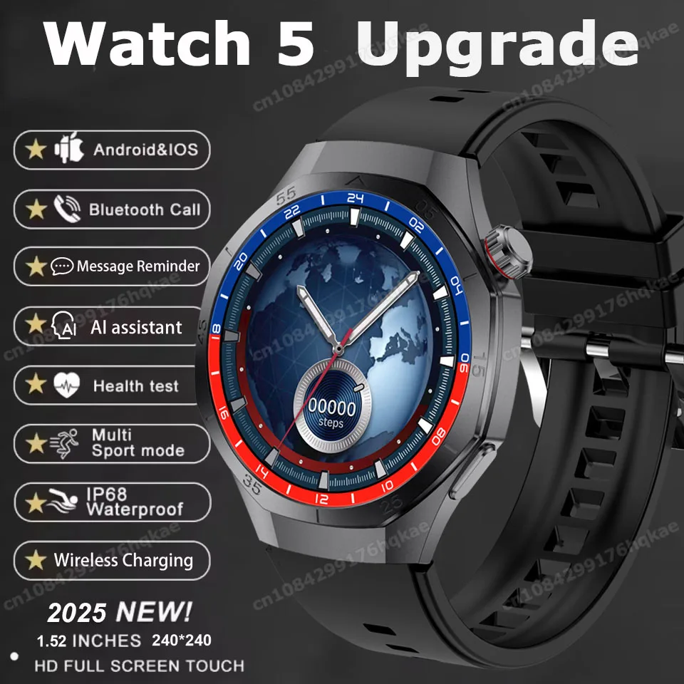 

PRO Upgrade Smart Watch Men Watch 5 Pro AMOLED HD Screen Bluetooth Call GPS Trajectory Heart Rate Waterproof SmartWatch 2025