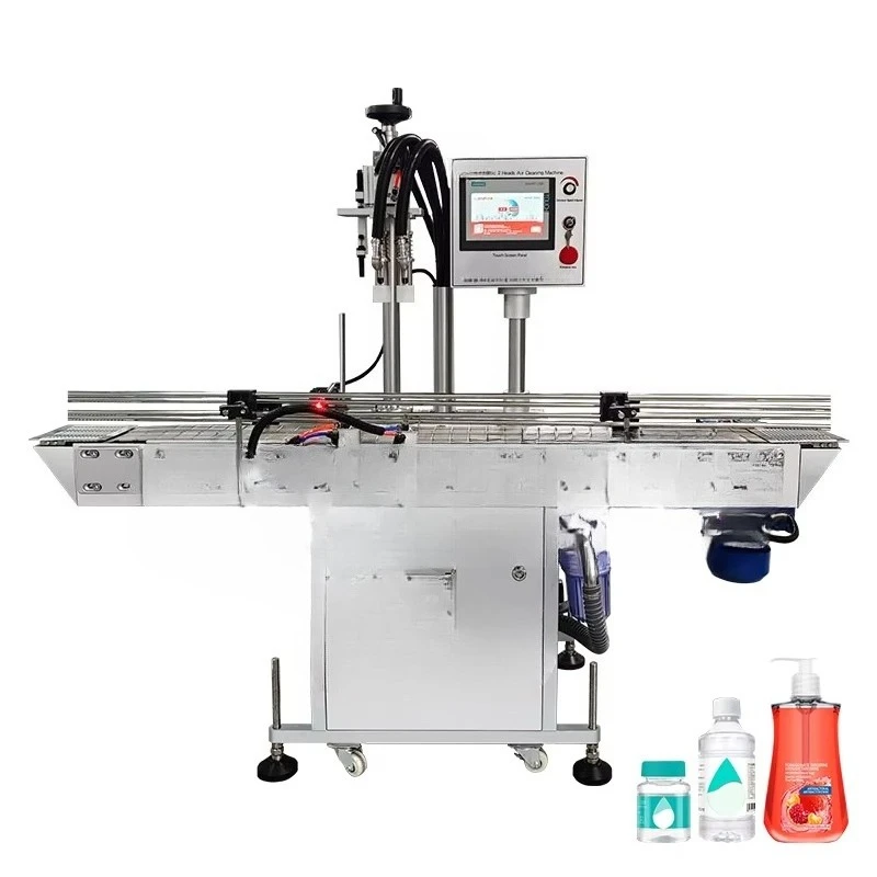 High quality plastic glass bottle cleaning machine with 2 high-pressure air cleaning bottles