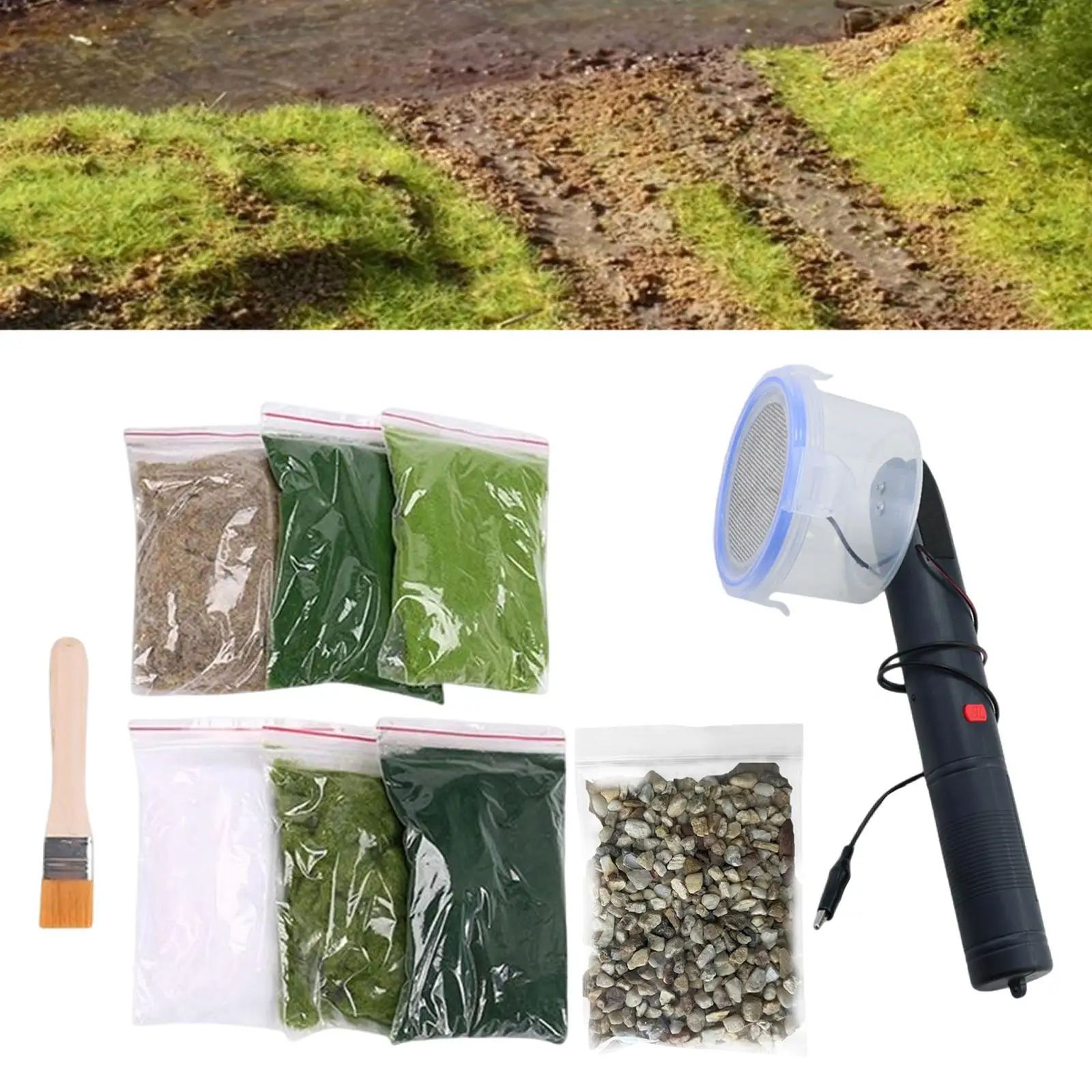 Statische gras massaal applicator statische massaal voor lay-out DIY landschap spoorweg terrein DIY project miniatuur scènemodel