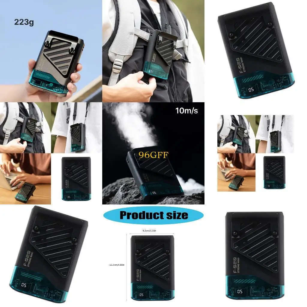 

96GF Охлаждающий вентилятор 4000 мАч -клип вентилятор ABS Текстура подходит для туристического кемпинга рыбалка