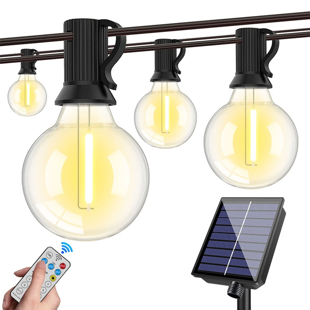 Solar String Lights Outdoor With Remote Led Shatterproof Bulbs Dimmable G40 Solar String Lights For Outside Backyard Party Decor