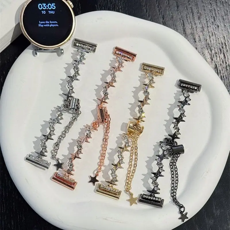 Pulseira cruzada cravejada de diamantes adequada para pulseiras de relógio Huawei GT5/GT5 Pro/GT4/GT2/3/4 22mm/20mm/18mm