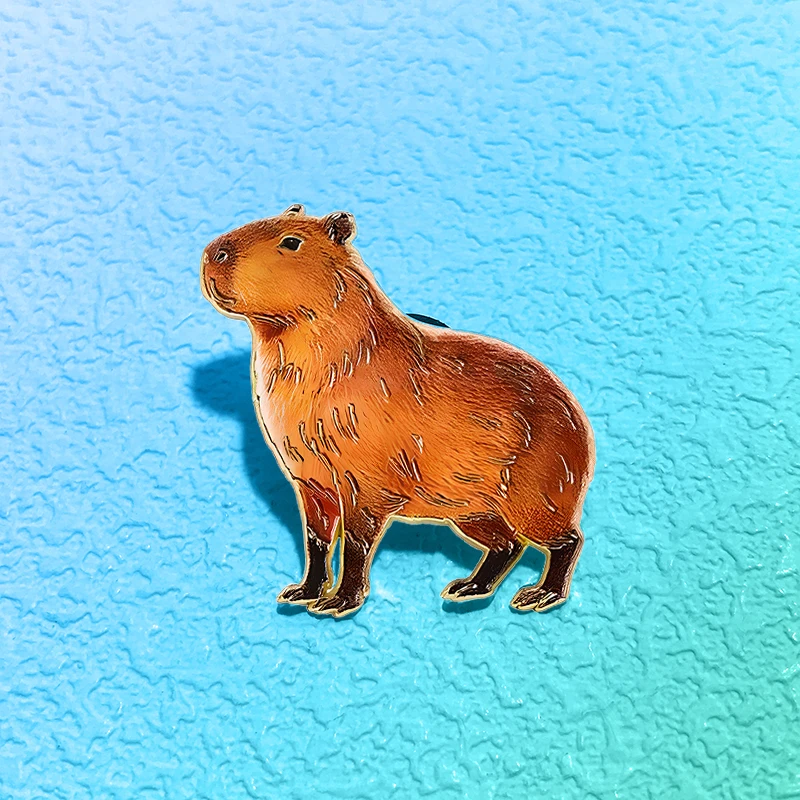 Funny Capybara Pin Enamel Cute Cartoon Animal Brooch Pin For Clothes Backpack Lapel Badge Friends Gifts