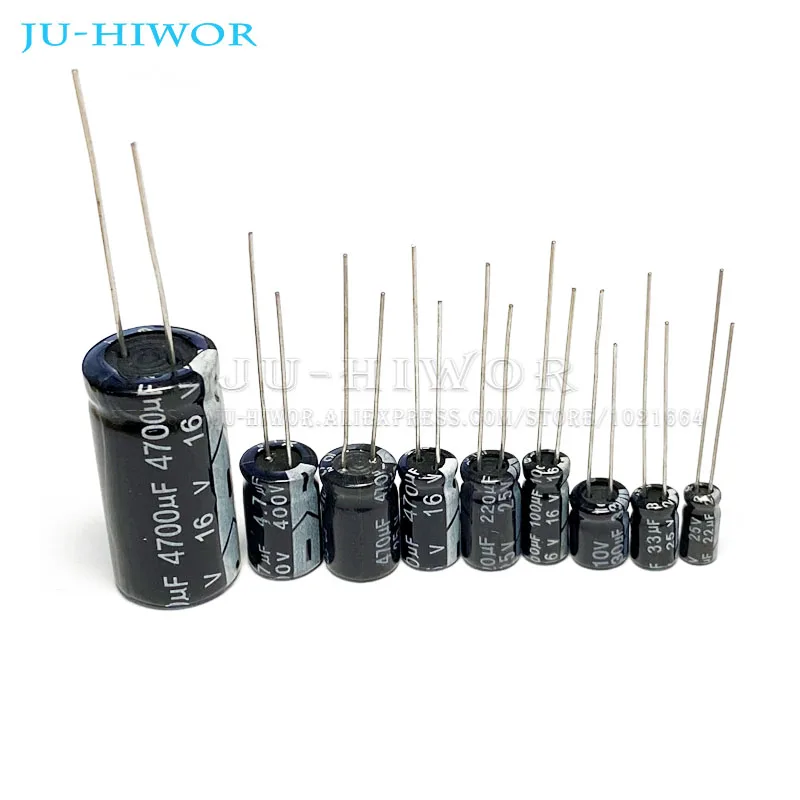 Aluminum Electrolytic Capacitor 4V 10V 16V 25V 35V 470UF 100UF 220UF 330UF 470UF 680UF 1000UF 47UF 1500UF 10UF 22UF 0.47UF 82UF