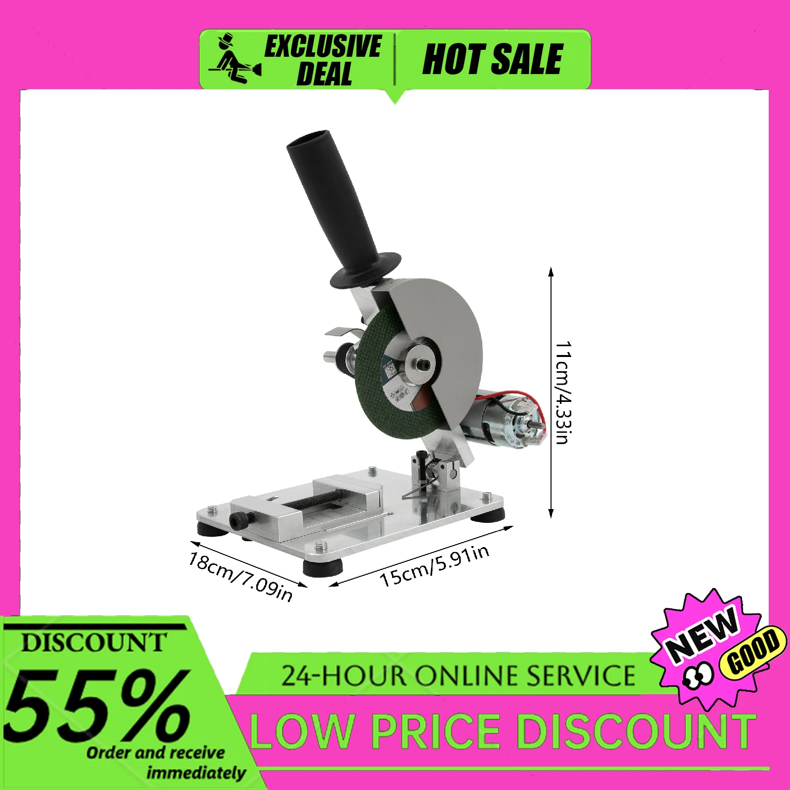 

Table Saw 4inch Mini Portable Chop Saw Soft Metal Wood DIY Cutting Machine 7 Speeds