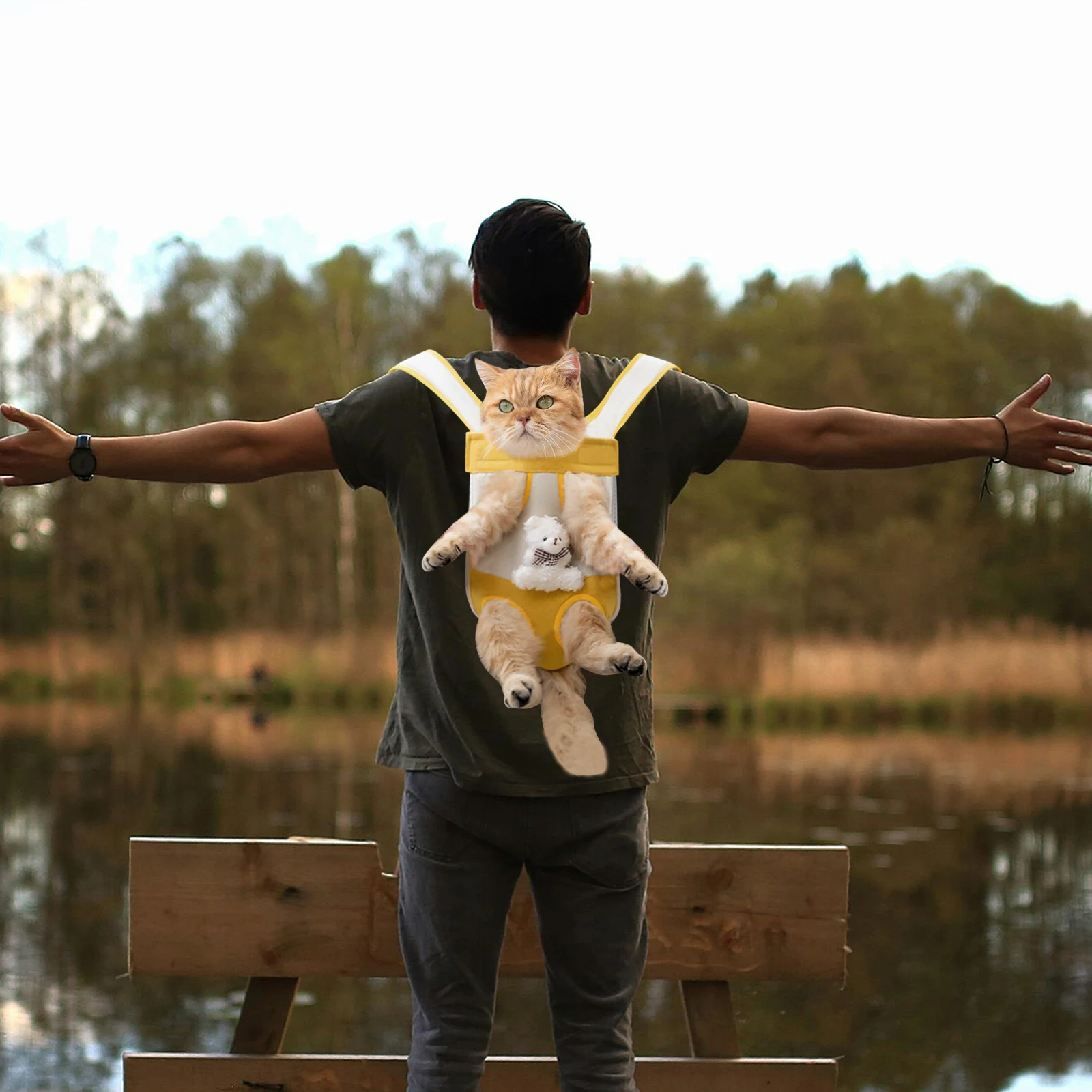 

Front For Small Dogs Medium Cats Double Shoulder Design Breathable Outdoor Hiking Travel Portable Durable Quick Side Access