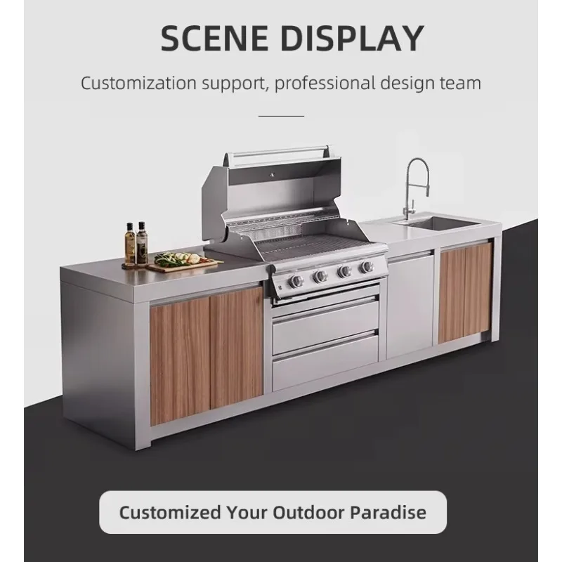 Hot Selling Outdoor Garden Kitchen Corrosion Preventive with Outdoor Grill 304 Stainless Steel Outdoor Kitchen for Patio