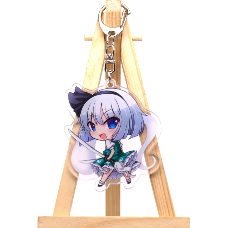 Anime Touhou Project Hakurei Reimu SinGyoku Mima Kikuri Cosplay Costume Interlayer Acrylic Keychain Keyring Key Xmas Gift Prop