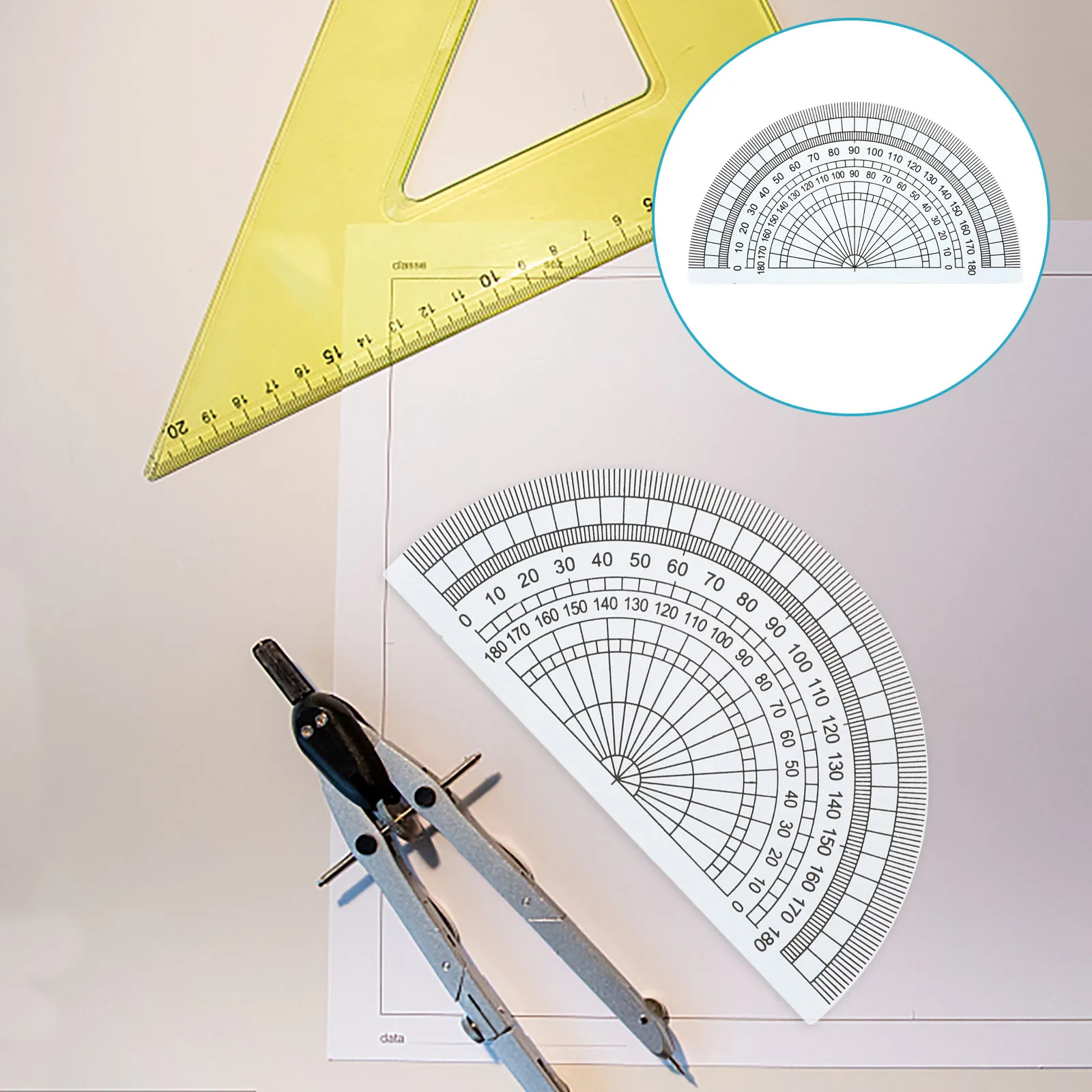 50Pcs Geometry Protractor Ruler Plastic 10Cm 4Inch Clear 180 Degree Measuring Tool for Student Homework Technical Drawing School