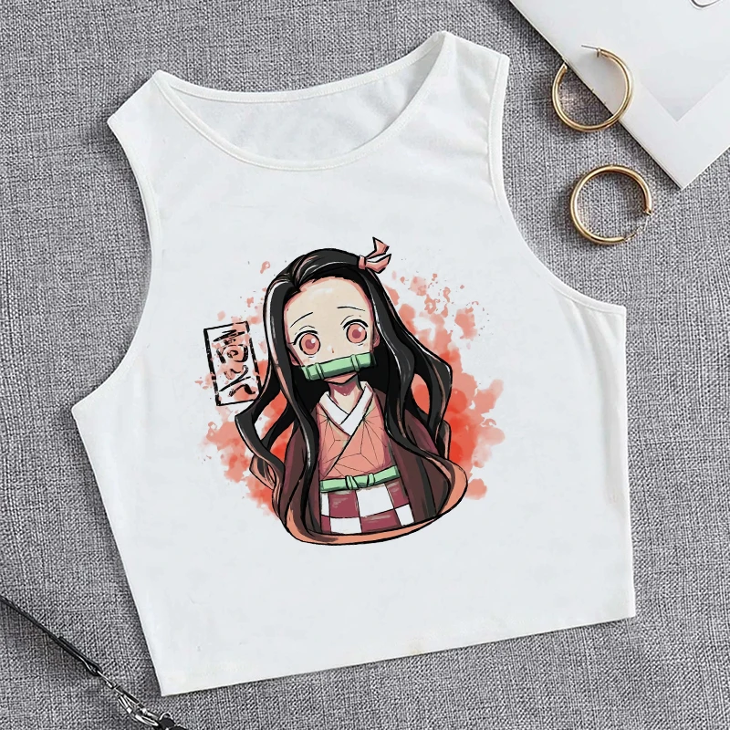 Kimetsu No Yaiba Crop Top Demon Slayer T Shirt canotta canotta Nezuko maglietta Anime giapponese Tanjirou Kamado Cropped T-Shirt femminile