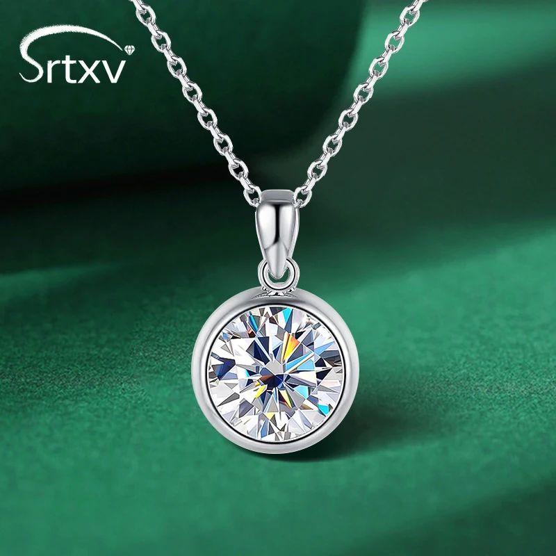 3CT Bubble Moissanite Pendant Necklace For Women Girl 925 Sterling Silver Plated Platinum Neck Chain Jewelry Birthday Party Gift