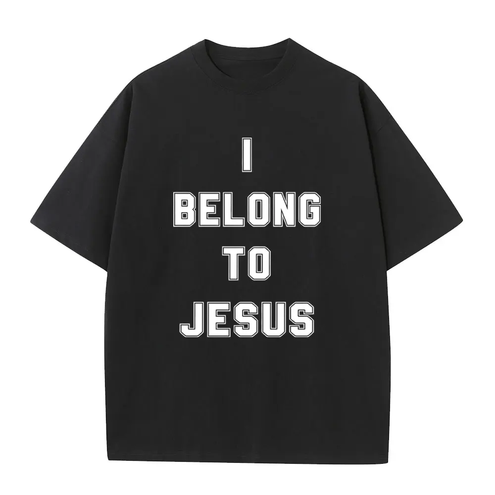 I Belong To Jesus T-shirt Men Women Gothic Rock Oversized T Shirts Christian Religious Short Sleeve Tops High Quality Streetwear