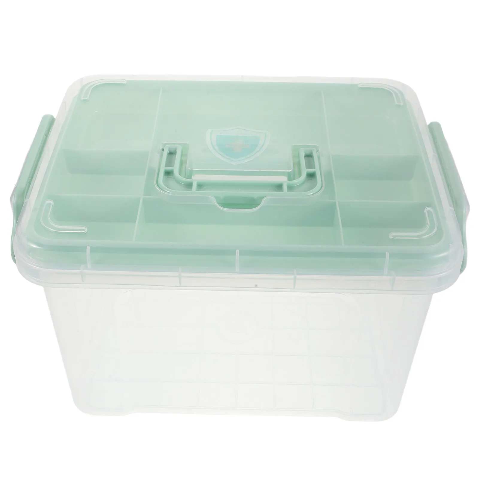 2 Layer Medicine Storage Box Transparent Organizer Compartment Tray Portable Handle Home Dorm Medicine Caddy Box