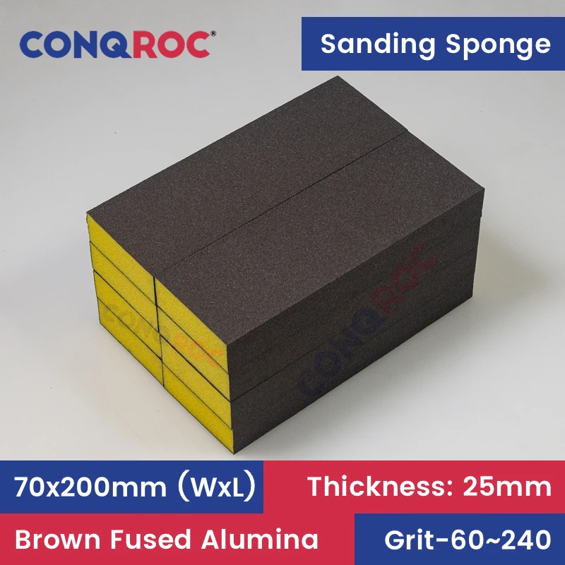 

8 Pieces 70x200x25mm Long Sanding Sponges Brown Fused Alumina Dry or Wet Sanding Blocks Hand Abrasive Tool 6-Option Grit-60~240