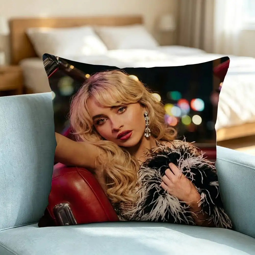 Sabrina-A Carpenter Singer-R Square Double-Sided printed Pillow Case Bedroom Bedside Pillow Sofa Cushion Cover Gift