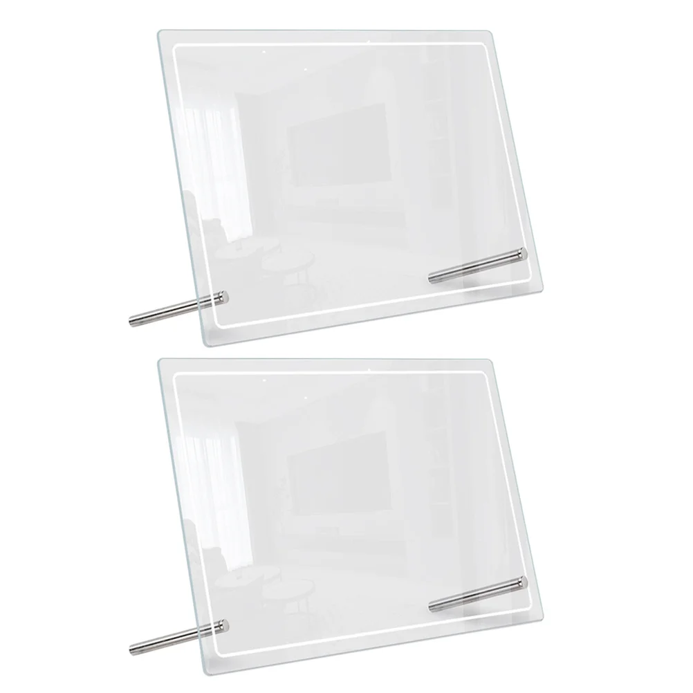 

2 set 2 Sets Clear Acrylic Writing Board Dry Erase Tabletop Planner Desk Memo Message Board Home Office Decorative Stand Smooth