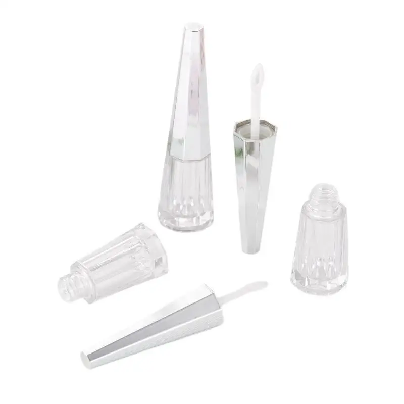 

20/50pcs 4.5ml Empty New Octagonal Lip Gloss Tube Clear Lipbalm Pipe Shell with silver cover DIY Cosmetic Refillable Container