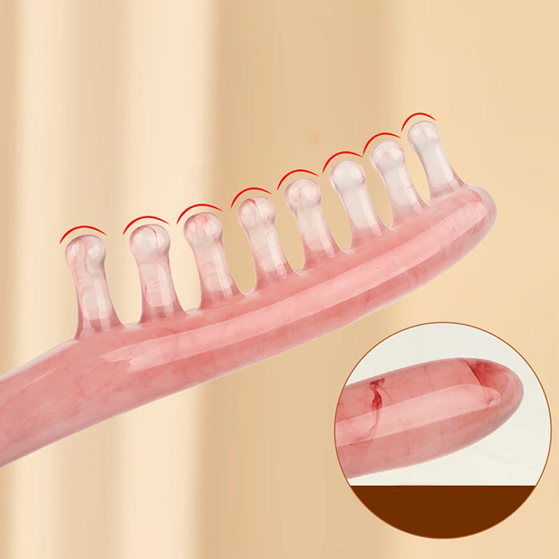 

Массажная расческа из смолы, массажная расческа для головы, меридиана, длинная ручка, расческа для акупунктурных точек, массажер для лица, рук, бедер, многофункциональный