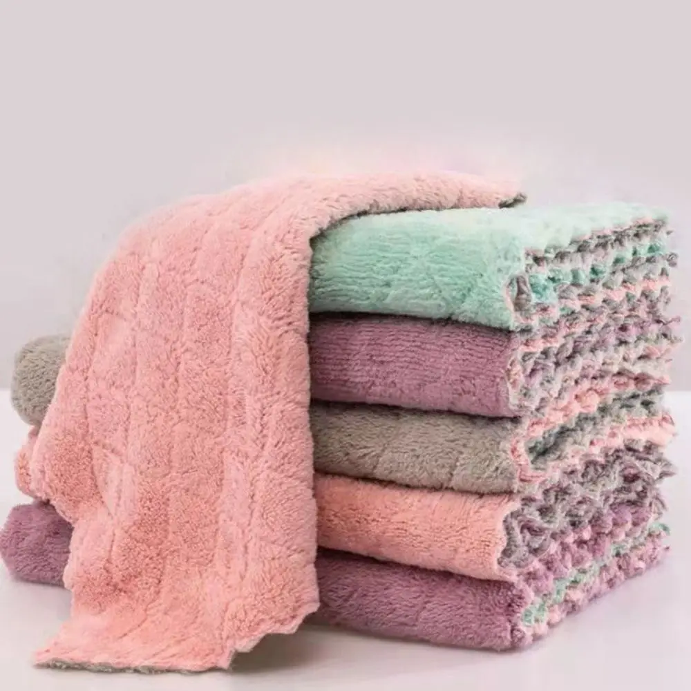 Remove Oil Microfiber Cleaning Cloth with 2 Color Assorted Super Absorbent Thickened to Absorb Water Fast Drying Durable