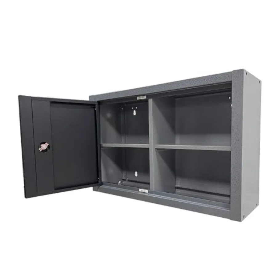 

Металлический настенный шкаф для гаража Запираемый гаражный настенный шкаф в комплекте 2 съемных полки 30 × 19 дюймов Настенный шкаф для бассейна