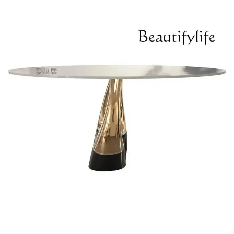 N40 Italian light luxury art round dining table simple villa home high-end table personalized custom dining table