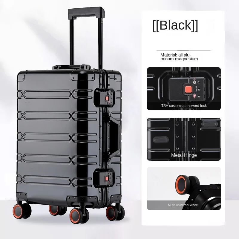 

High-quality All-aluminium Suitcase 24/29-inch Large-capacity Luggage Travel Suitcase 20-inch Cabin Bag TSA Lock Metal Suitcase