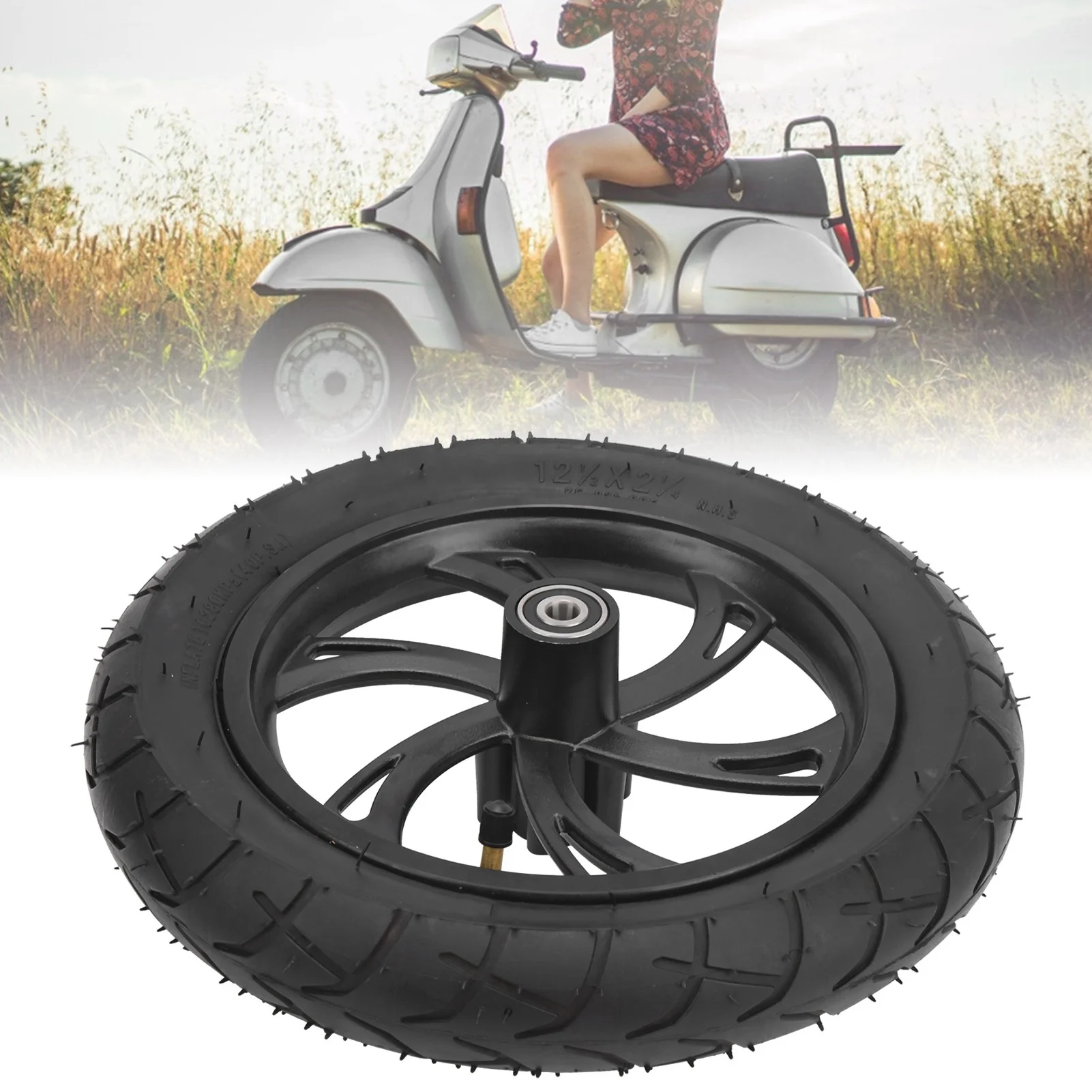 

Шина для скутера с внутренней трубкой и ступицей колеса Шина для электрического скутера 12 дюймов с ступицей колеса Замена резиновой шины 12 1/2X2 1/4