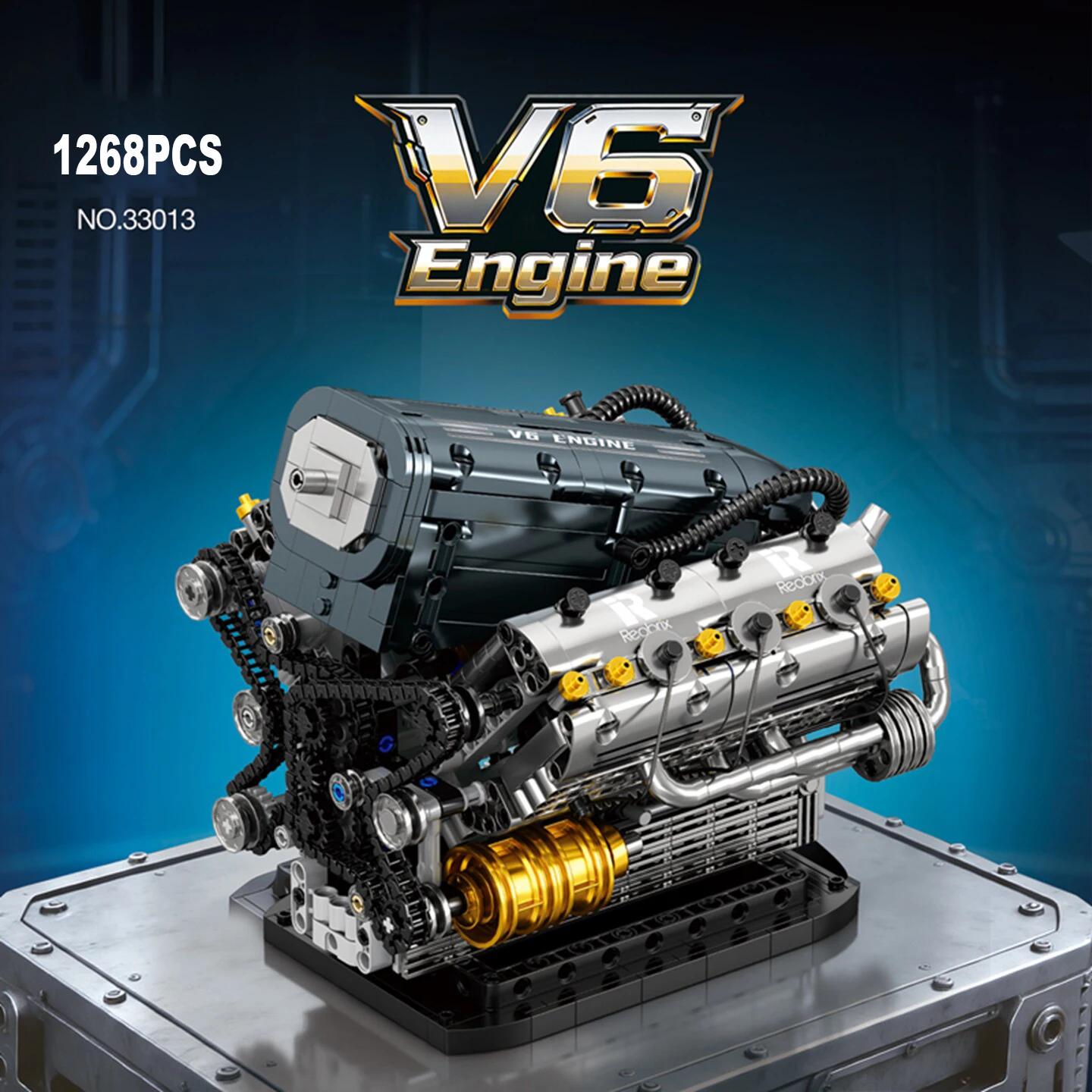 

Набор строительных блоков для сборки двигателя автомобиля V6, 1268 деталей, детализированная модель двигателя автомобиля MOC, конструктор для самостоятельной сборки, игрушка-модель спортивного автомобиля для демонстрации