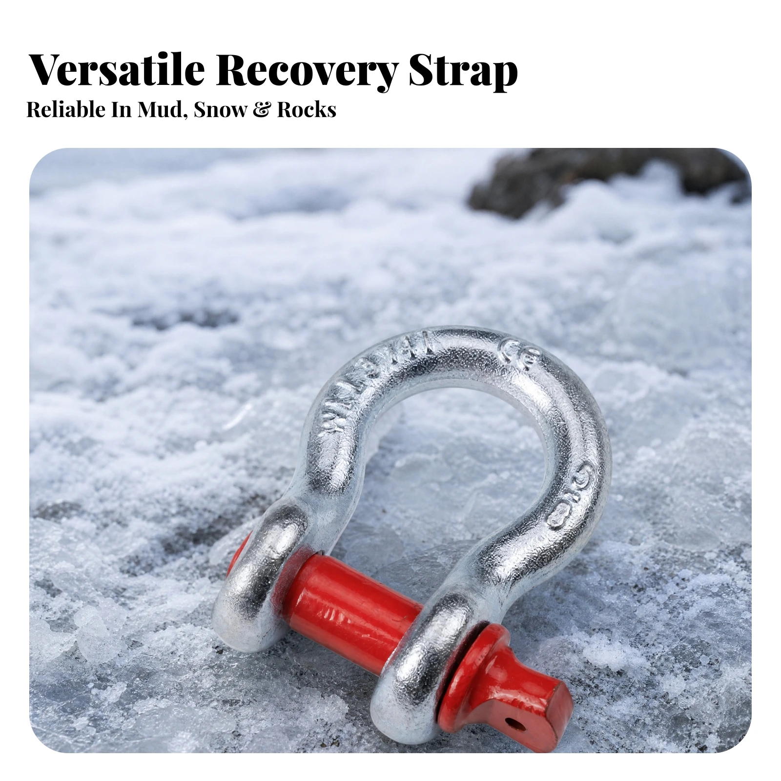 Bow Shackle with Screw Pin Galvanized Shackle with Screw Pin Hardware Compact Long-Lasting for Roadside Recovery, off-Road