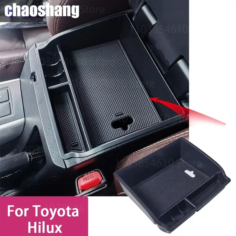 

For Toyota Hilux 2023 2022 2021 2020 2019-2015 Center Console Organizer Tray Armrest Secondary Storage Box Divider Accessories