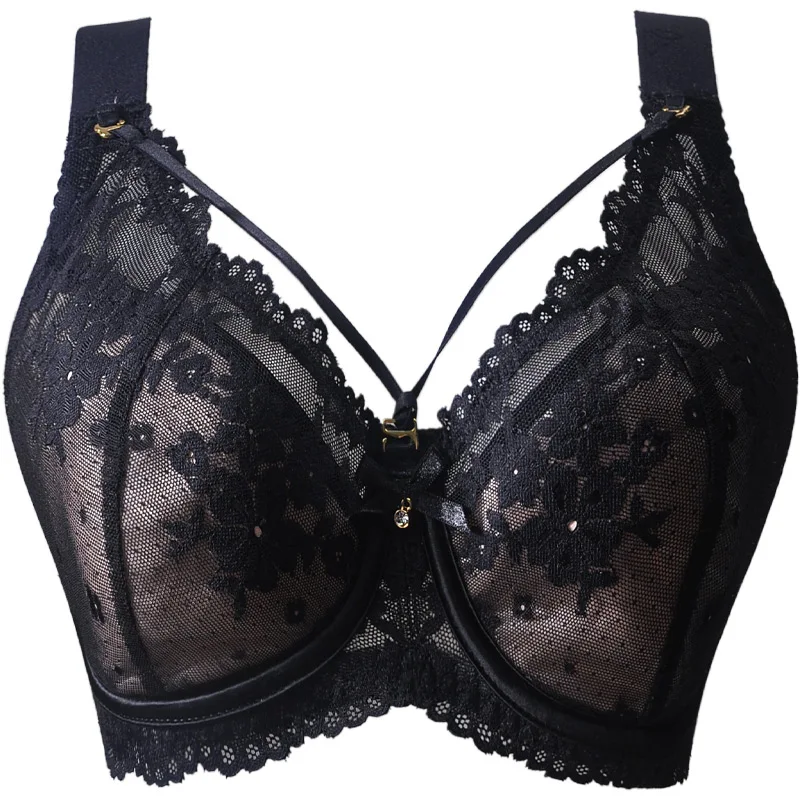 Sutiã Push Up de renda para mulheres, cueca Bralette, lingerie sexy, sutiã Underwire, plus size