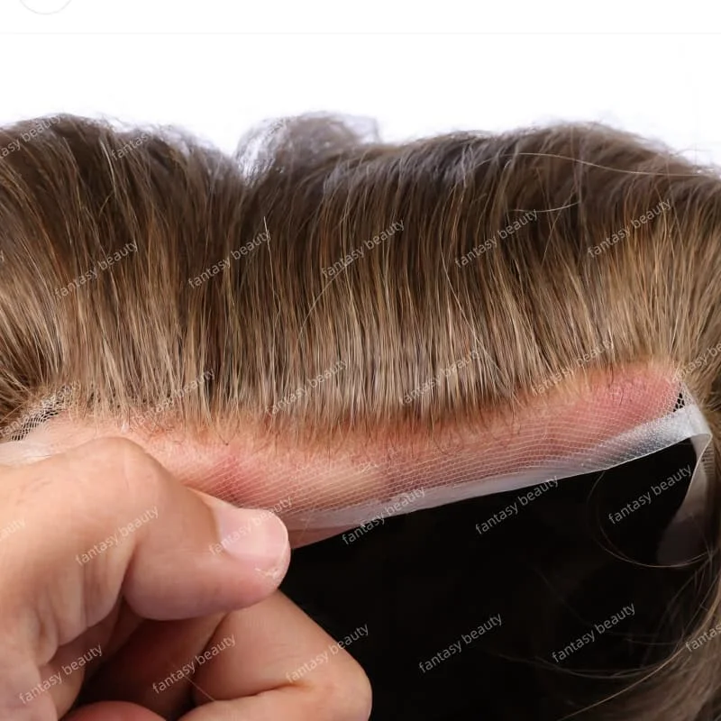 غير مكتشفة 110%-130% الكثافة تنفس الدانتيل الجبهة و عقدة ابيض الذكور الباروكات # 17 # 18 # 20 # 22 شعر مستعار للرجال أشقر بني رمادي Q6 أخف/ #1