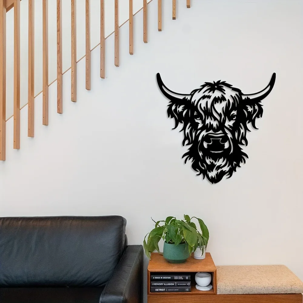 CIFBUY Iron Wall Art Cow Head Metal Sign Waterproof For Home Indoor Outdoor Decor Rustic Hanging Plaque