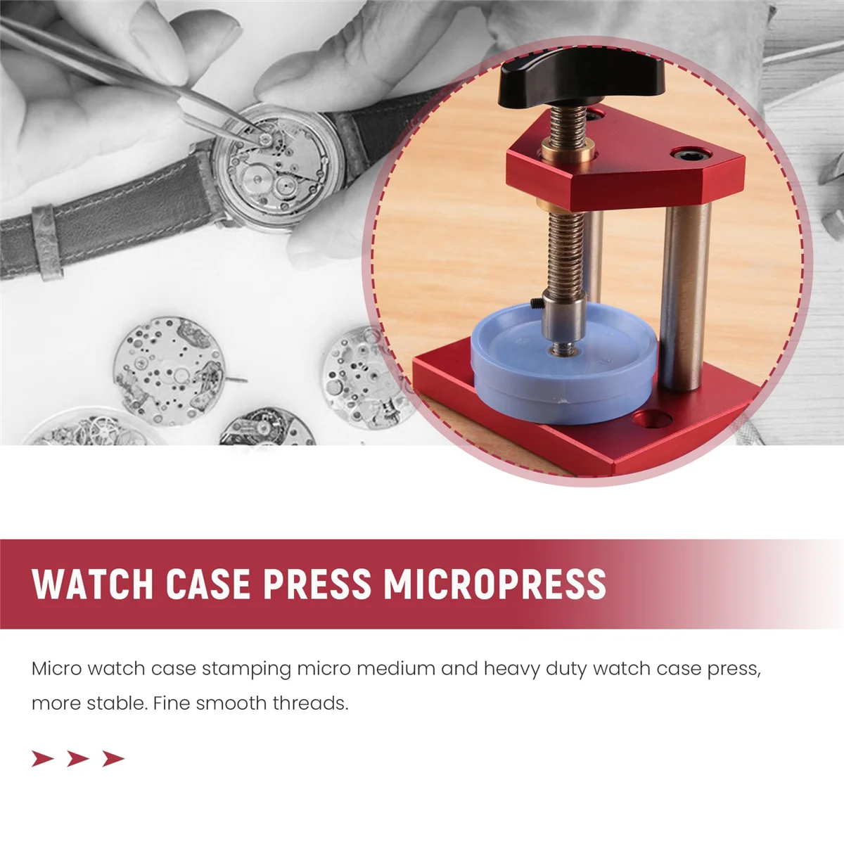 Micropress caixa de relógio imprensa micropress médio resistente caixa de relógio pressionando ferramenta com 12 matrizes de náilon para reparo de relógio