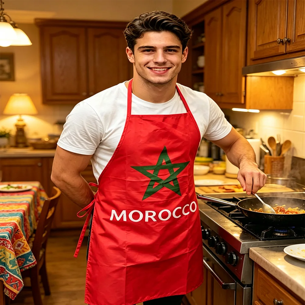 Flagnshow 100% Polyester Free Size Morocco Flags Apron