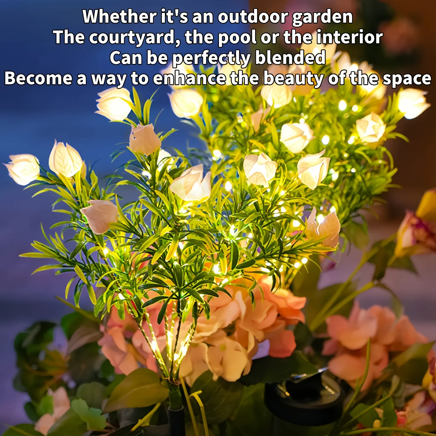 

2PC Solar Garden Lights Outdoor Flowers Light Warm White LEDs Gardenia Waterproof Decor for Landscape Yard Patio Lawn Decoration
