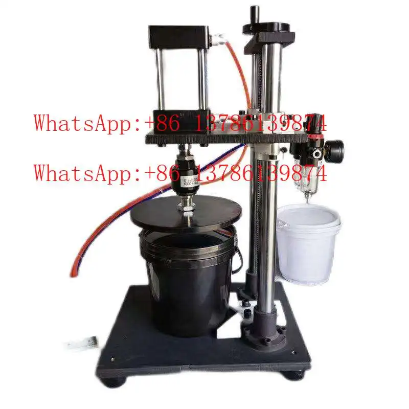 Prasa do uszczelniania pokryw beczek na farby 1-5L, półautomatyczna, do beczek z aluminium i miękkiego plastiku.