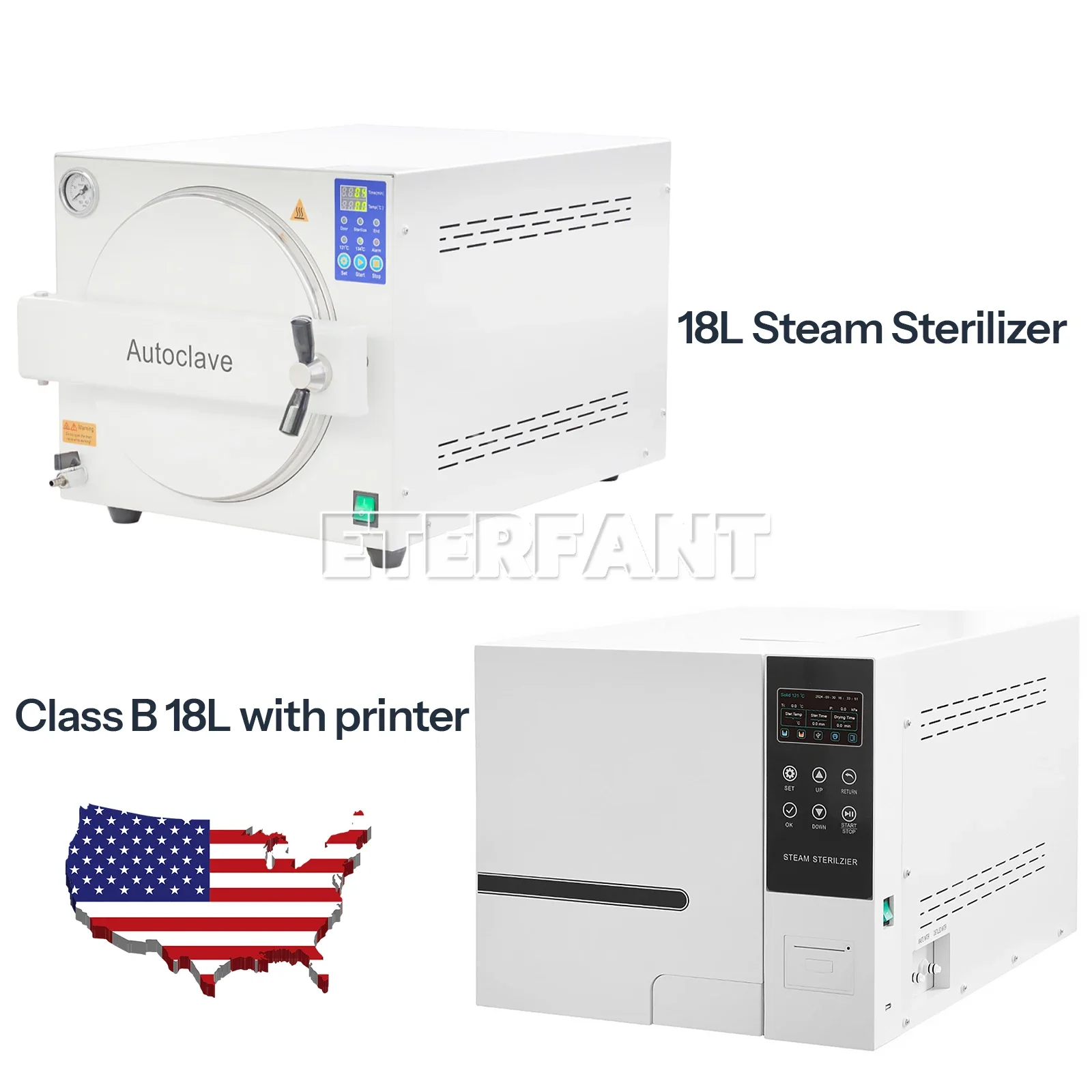 18L Class N  Autoclave Steam Sterilizer/18L Class B Autoclave Vacuum Medical Drying LCD+Printer Medical Sterilization
