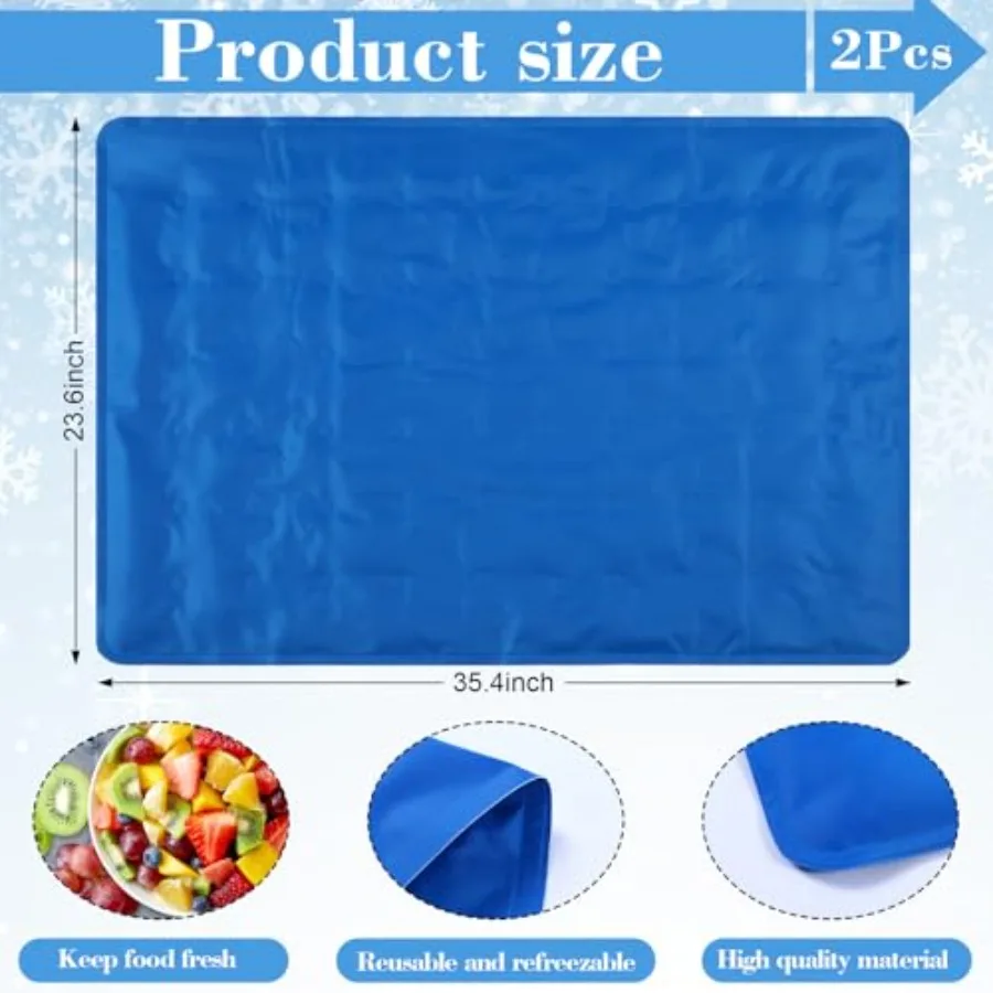 Reallnaive 2 Pcs Dark Etra Large Reusable Freezable Ice Mat for Buffet Chilled Serving Tray Cooling Charcuterie Cooler for Food
