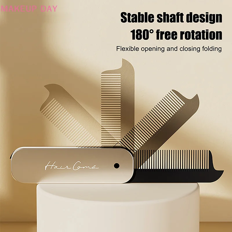 2 In 1 Portable Folding Comb Women Men Pocket Comb For Travel Styling Tool Mini Fluffy Hair Brush 180 Degree Free Rotation