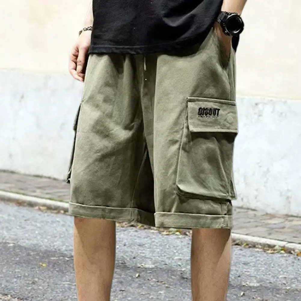 2023 New Men Trend Cargo Shorts Men'S Letter Print Pocket Shorts Summer New Fashion Casual Straight Shorts Male Ropa Hombre