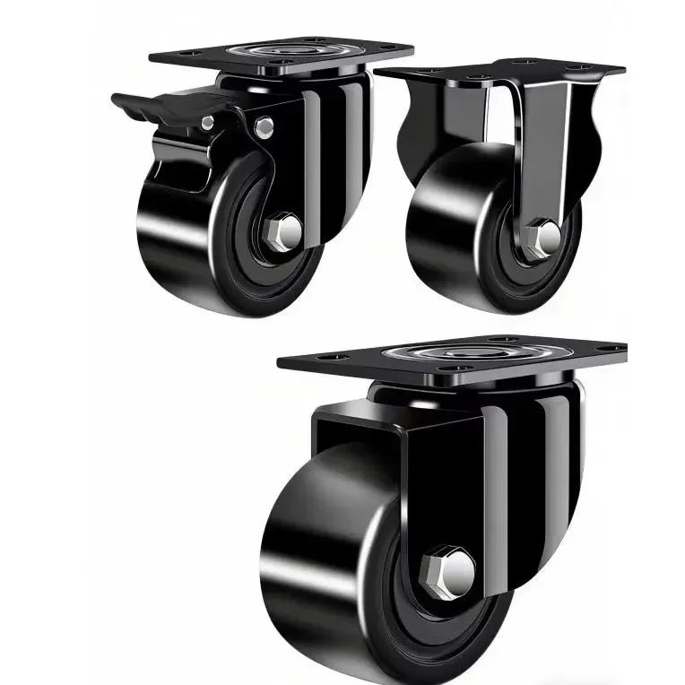 1 Pcs 2.5/3 Inch Heavy Duty Nylon Casters - Dual Brake & Bearings, Low-profile, High Load Capacity