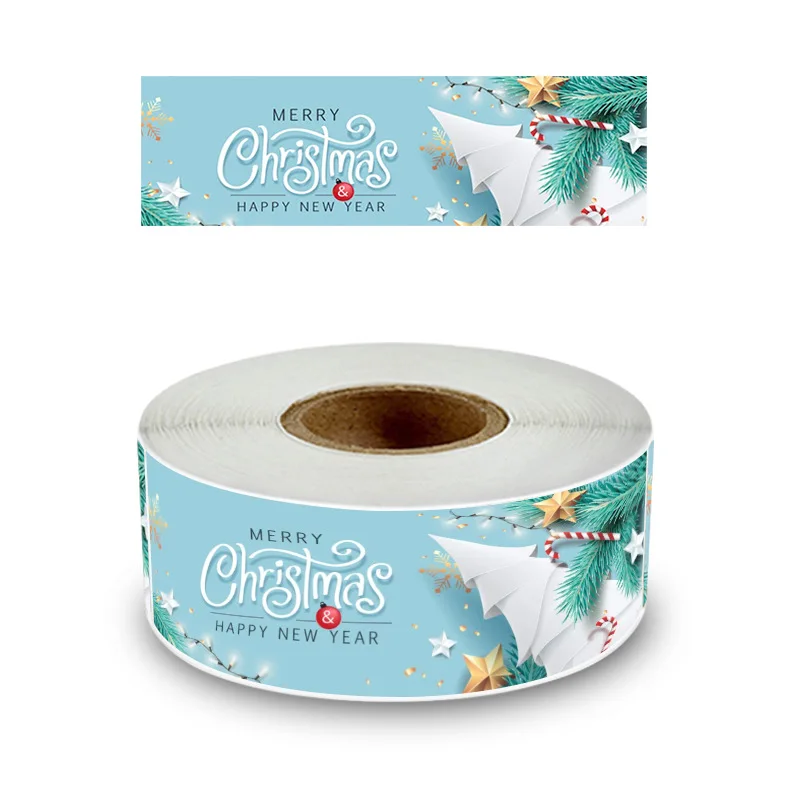 

120pcs/roll Happy New Year Baking Label Merry Christmas Sticker Holiday Party Gift Decoration Sealed Envelope Stickers