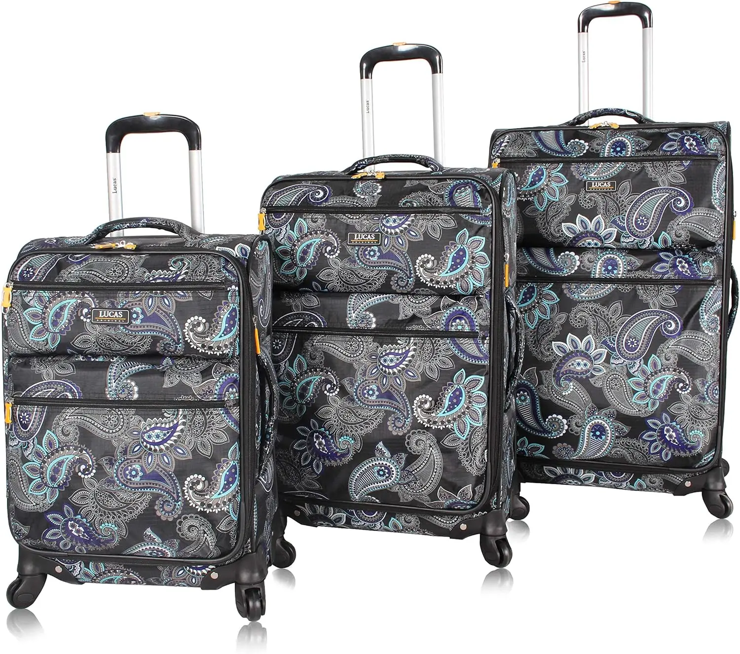 Lucas Designer Spinner Bagagem Mala Set, Softside Expansível, Ultra Leve, Conjunto de Viagem Inclui 20, 3 Peça