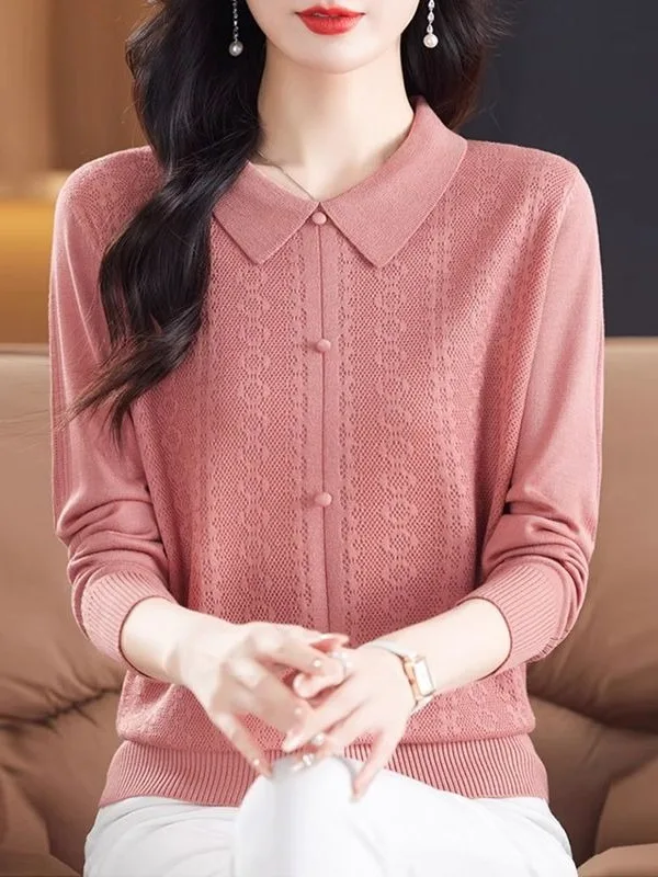 เสื้อไหมพรมคอวีทรงยาวบางเบาสำหรับผู้หญิง สวมใส่สบาย ระบายอากาศดี สไตล์ลำลอง ผลิตจากเส้นใยวิสโคส