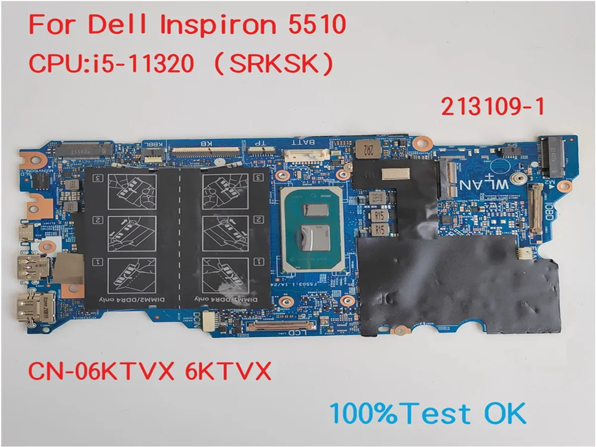 

CN-06KTVX 06KTVX 6KTVX 213109-1 For Dell Latitude 15 5510 Laptop Motherboard CPU: I5-11320H SRKSK DDR4 100% Full Teste